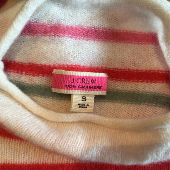 JCrew Women's Cashmere Roll Neck Sweater Stripped Dark Berry Sz S - Picture 6 of 6